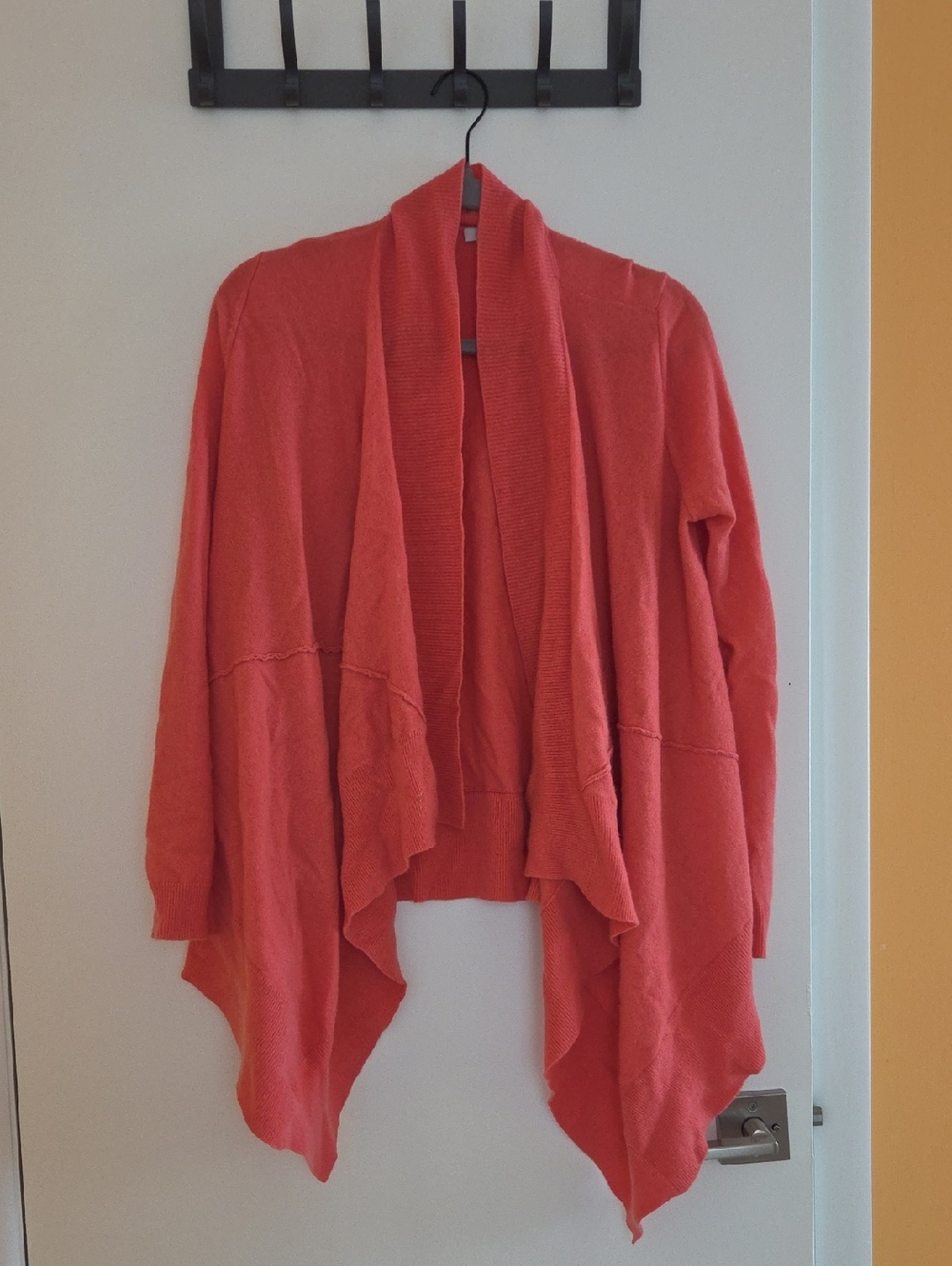 Garnet Hill Coral Open-Front Draped Cardigan